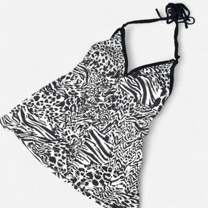 Vintage Y2K Guess, Halter Zebra Top, Deadstock, Size Medium